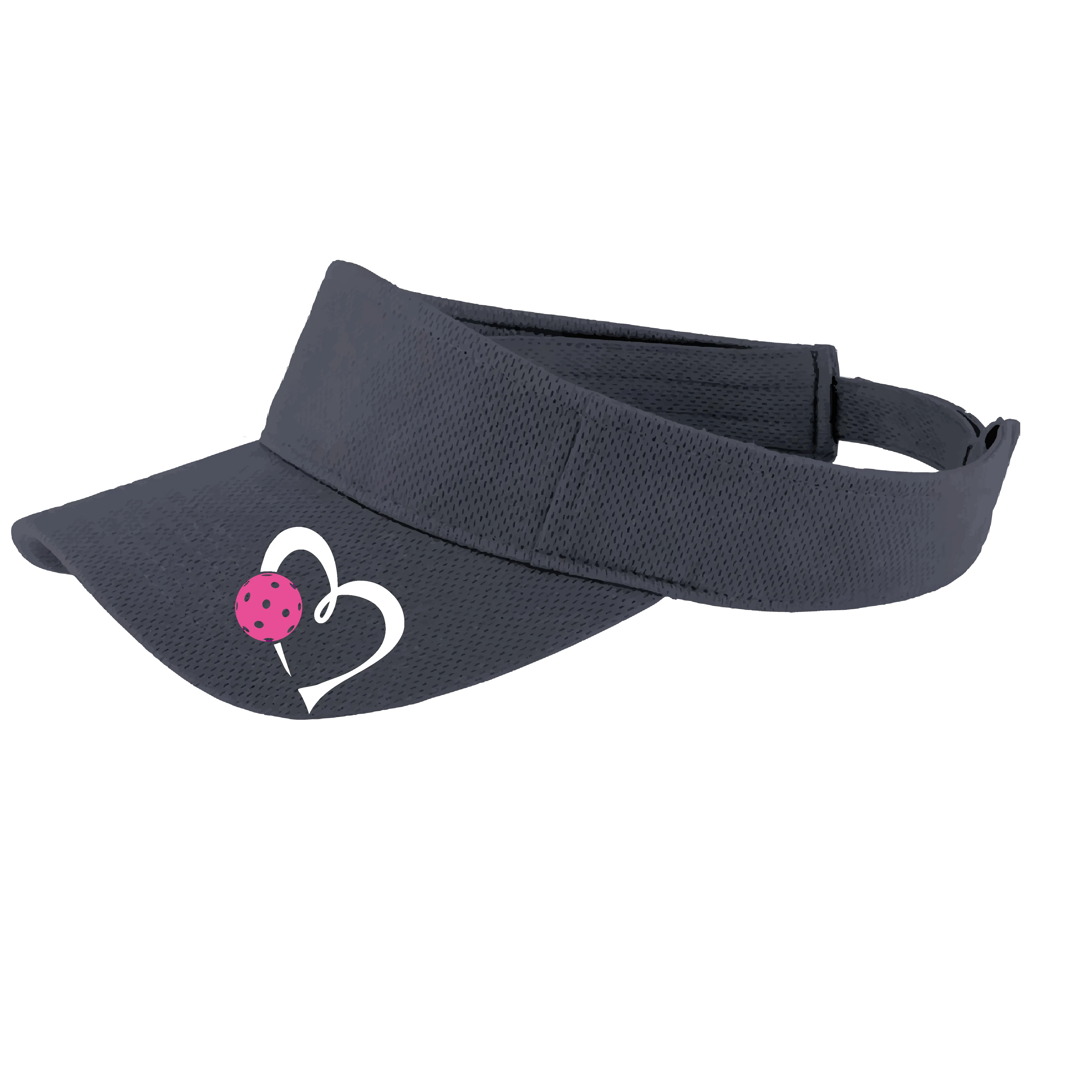 Love Pickleball Heart (Pink) Customizable | Pickleball Visors | Moisture Wicking 100% Polyester