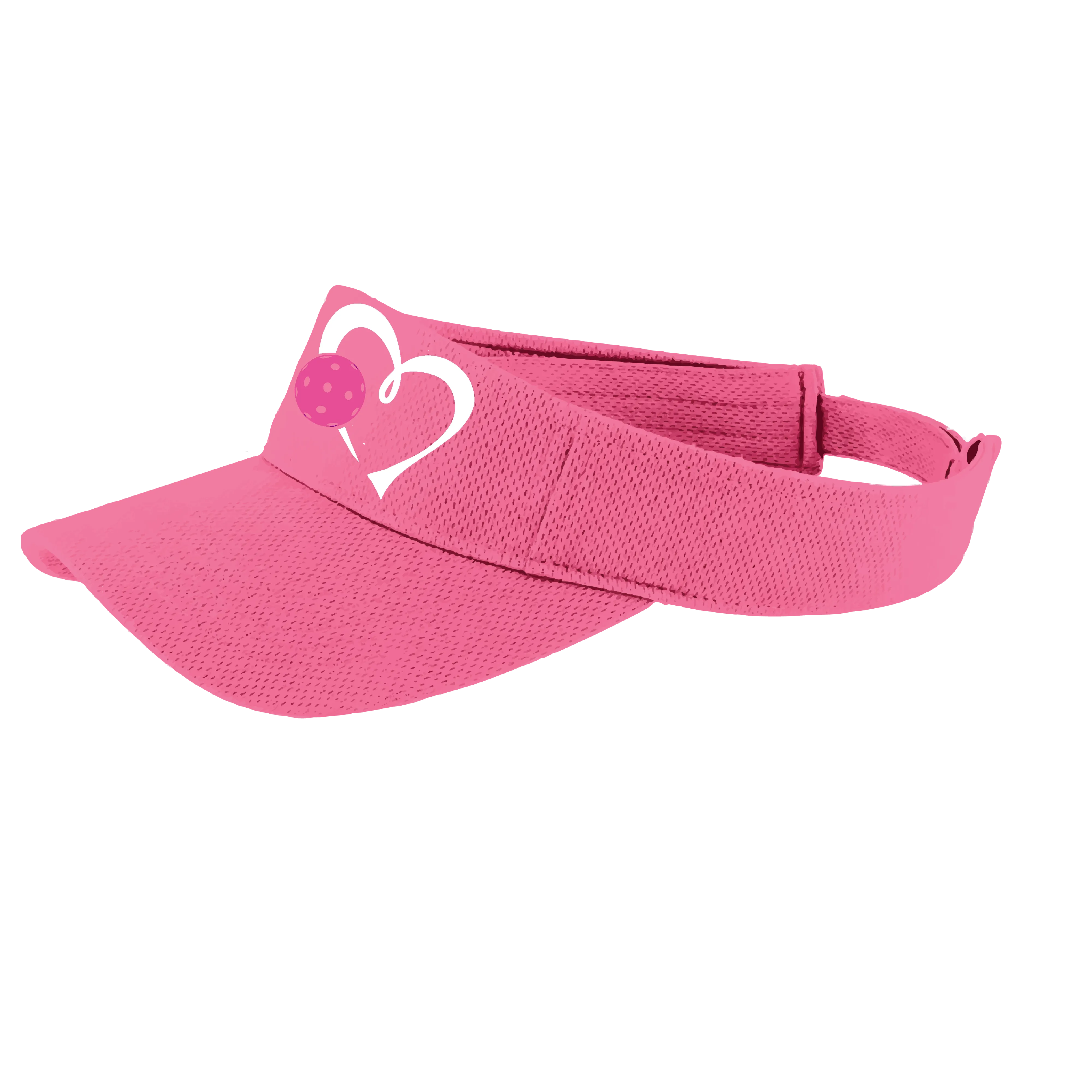 Love Pickleball Heart (Pink) Customizable | Pickleball Visors | Moisture Wicking 100% Polyester