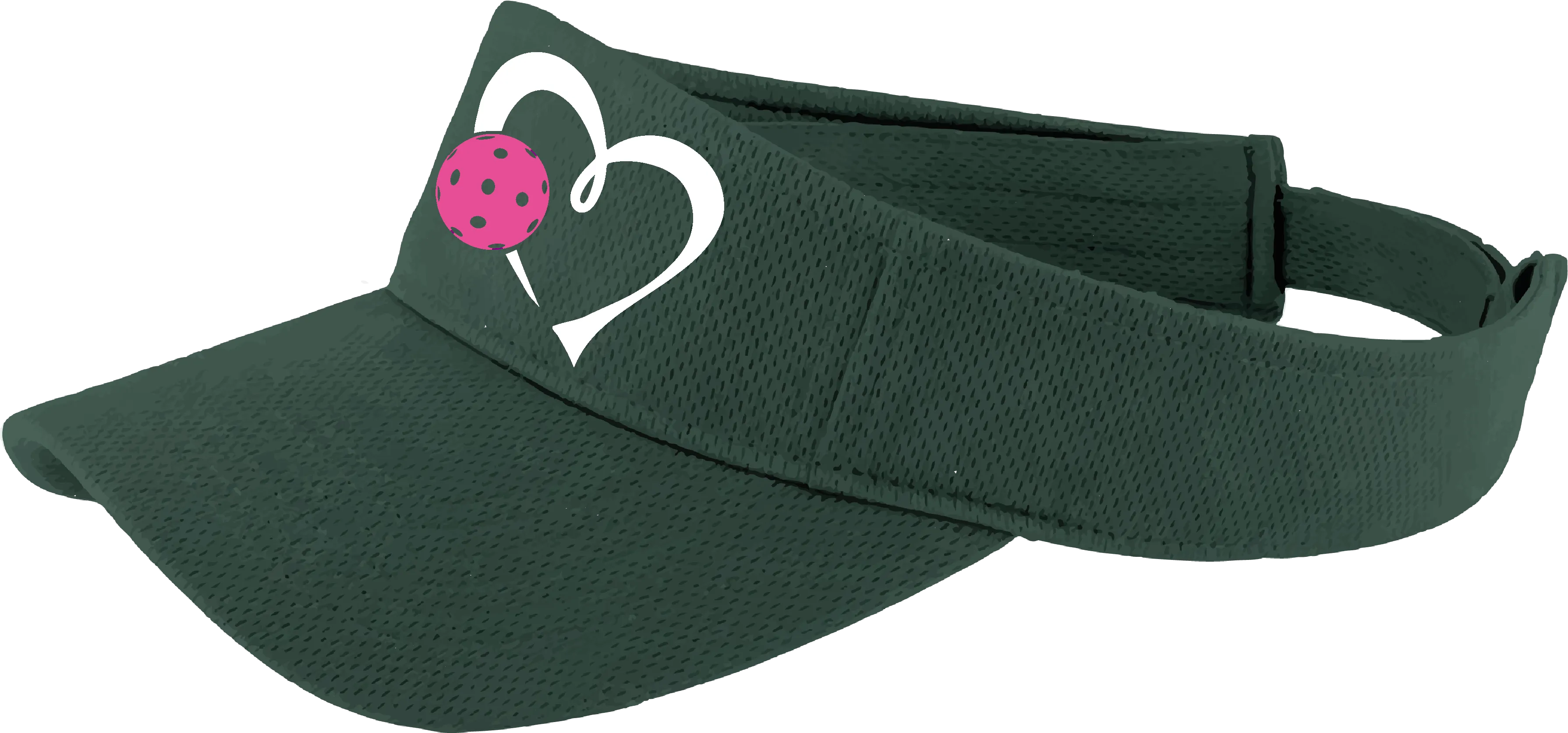 Love Pickleball Heart (Pink) Customizable | Pickleball Visors | Moisture Wicking 100% Polyester