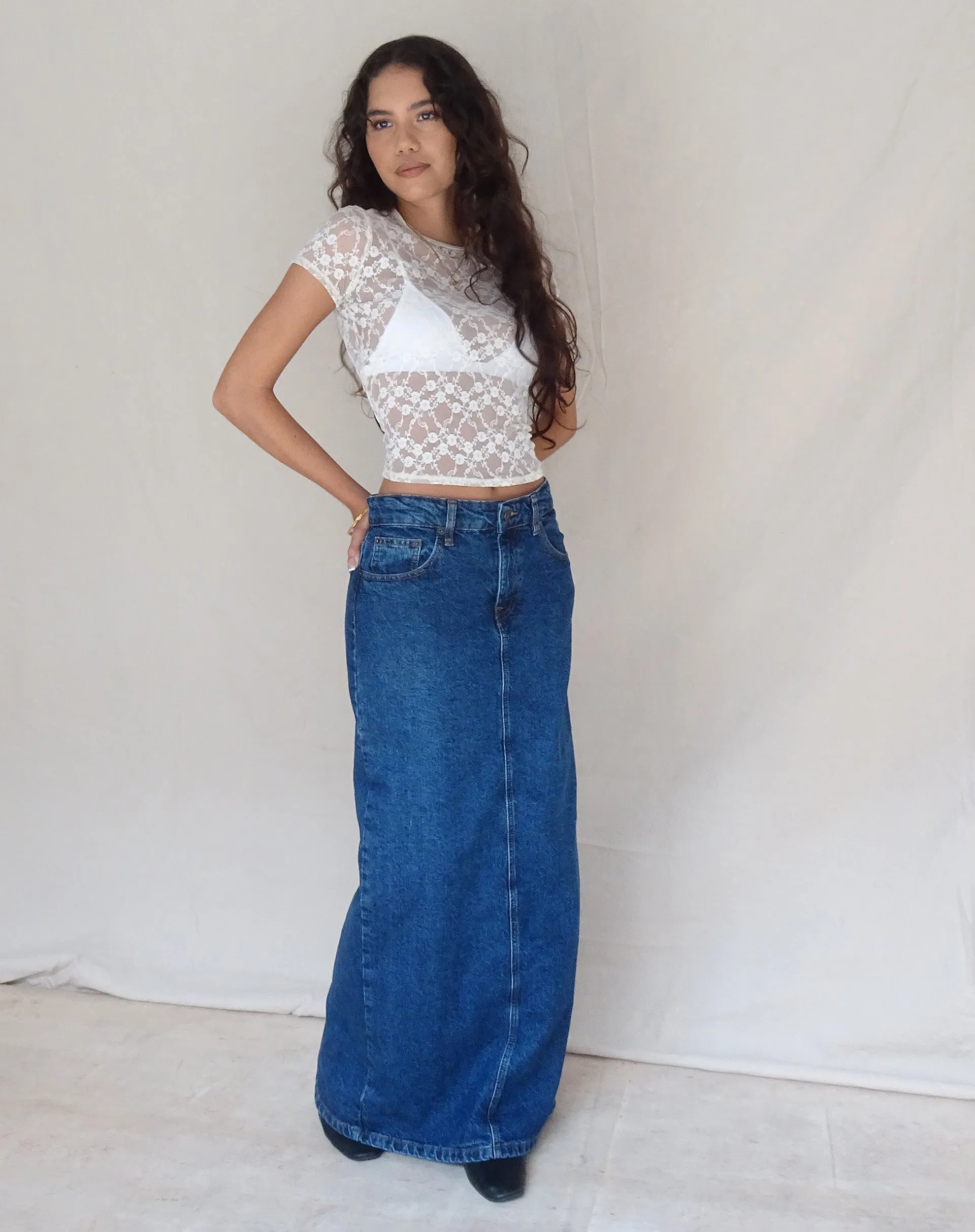 LOW RISE MAXI SKIRT MID BLUE USED