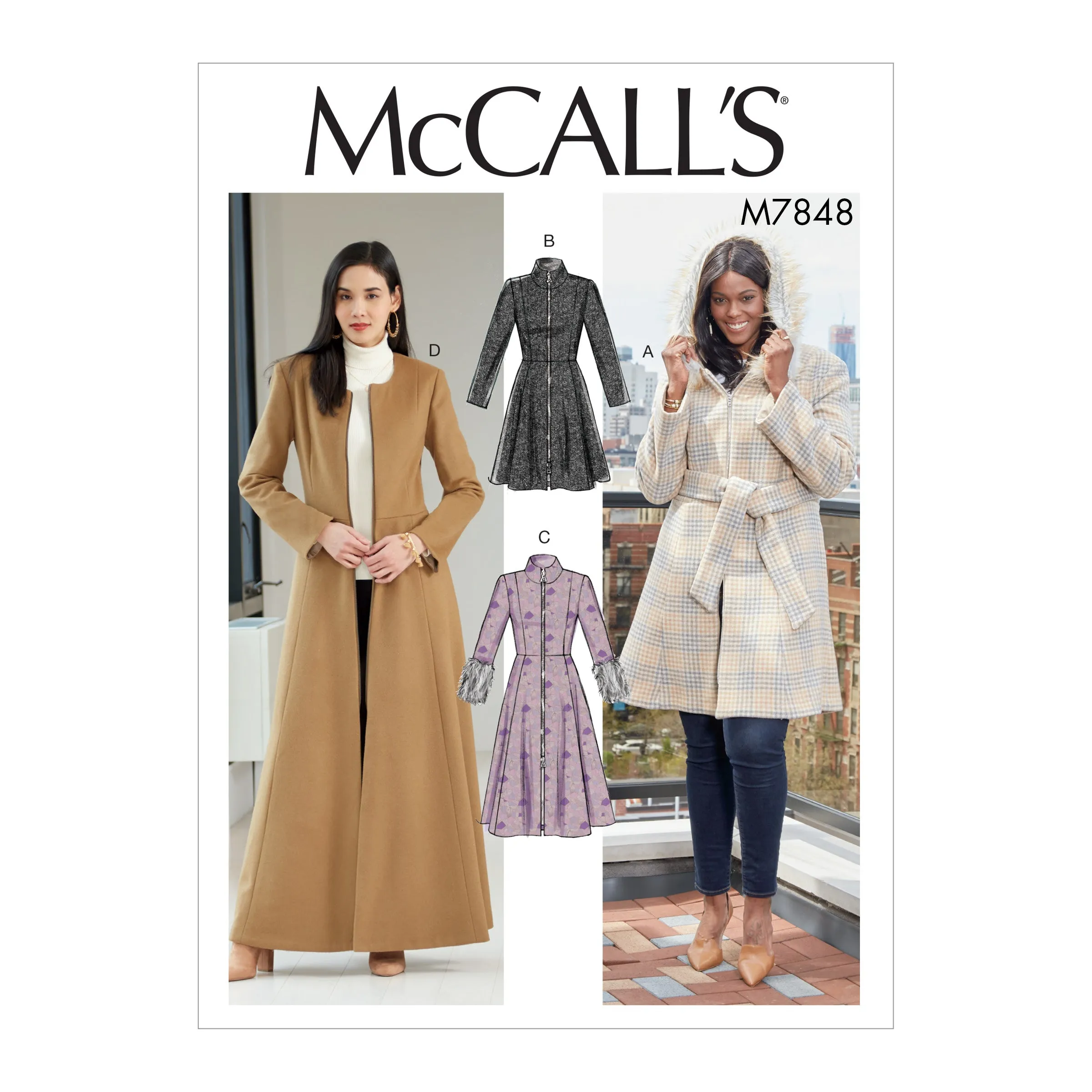 M7848 Misses'/Miss Petite and Women's/Women Petite Coats and Belt