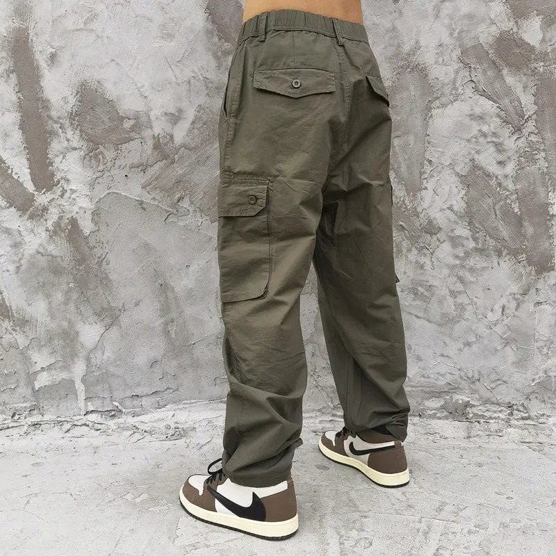 Man Fall Outfits Cargo Pants Spring and Summer Pants Men and Women Loose Multi-Pocket Workwear Straight-Leg Trousers