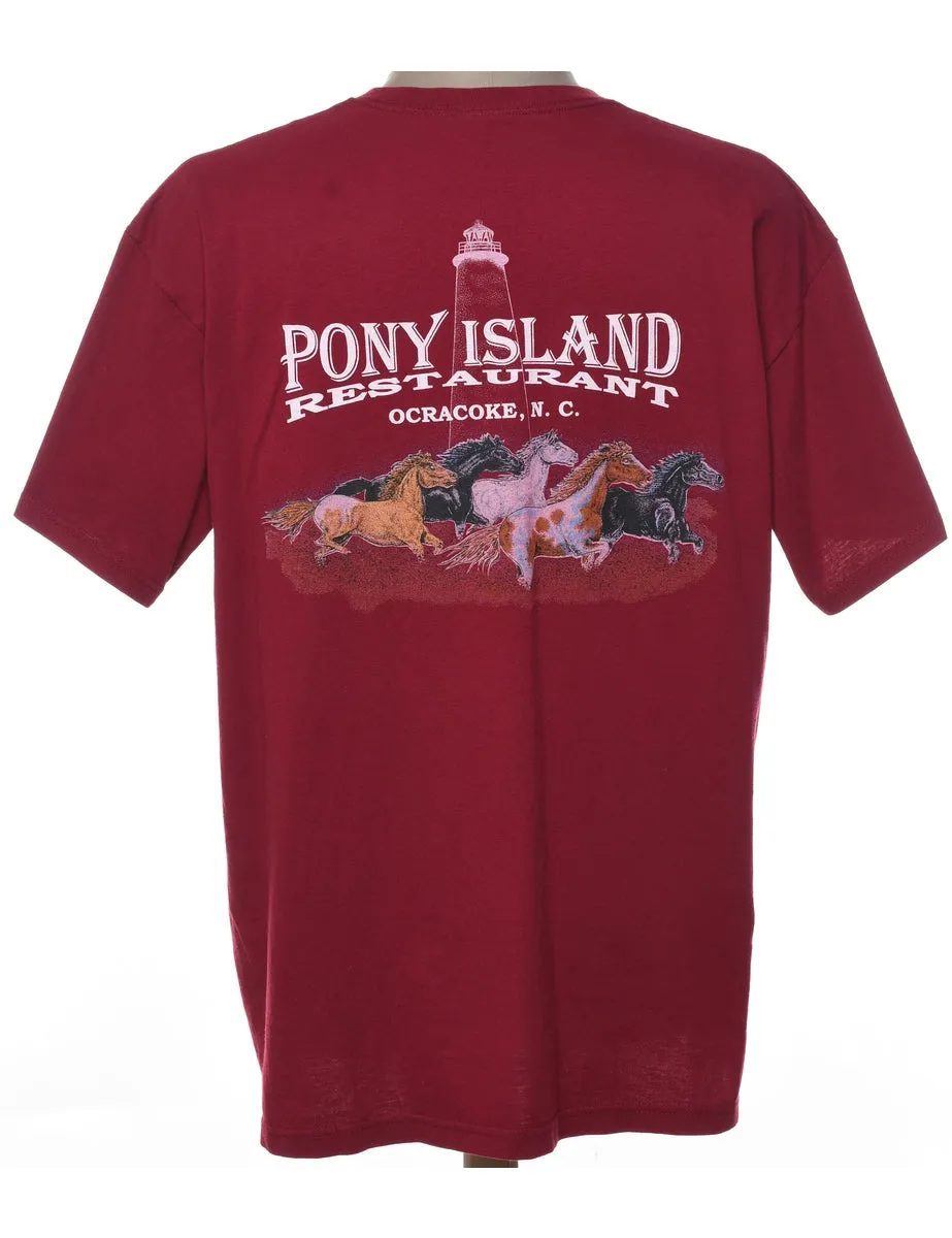 Maroon Printed T-shirt - XL