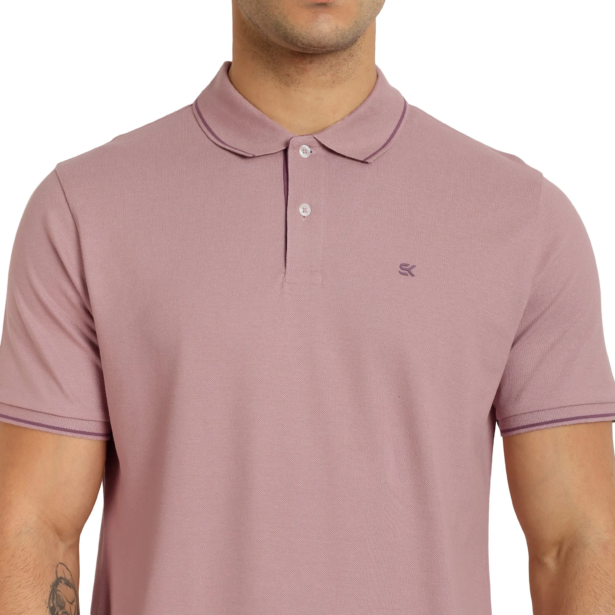 Men Dusty Rose Tipping Polo T-Shirt