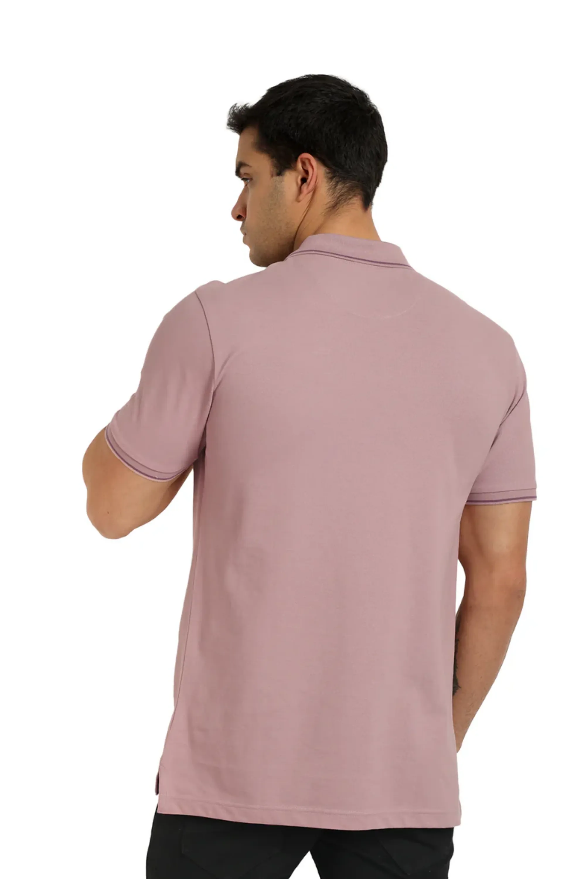 Men Dusty Rose Tipping Polo T-Shirt