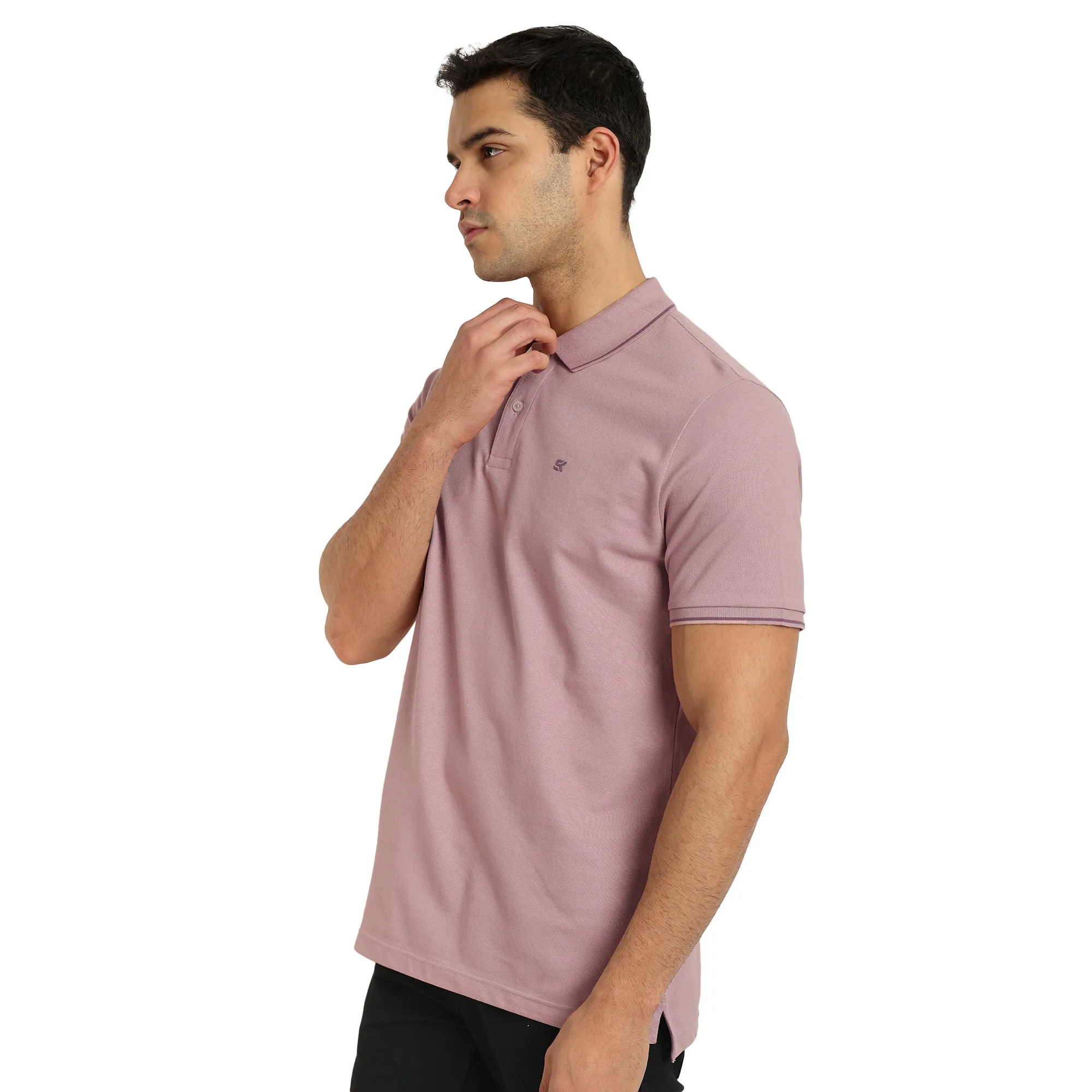 Men Dusty Rose Tipping Polo T-Shirt