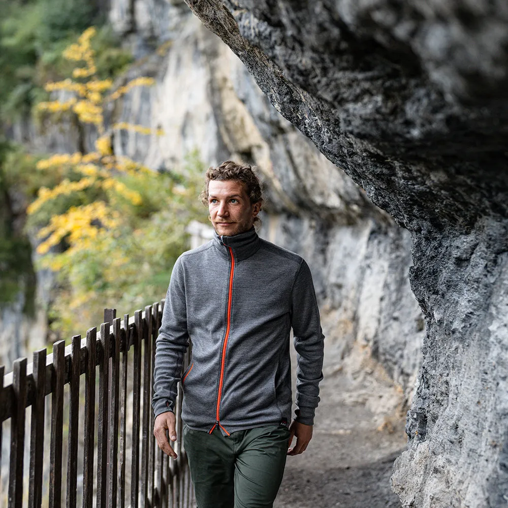 Mens 320 Merino Full Zip (Charcoal/Orange)