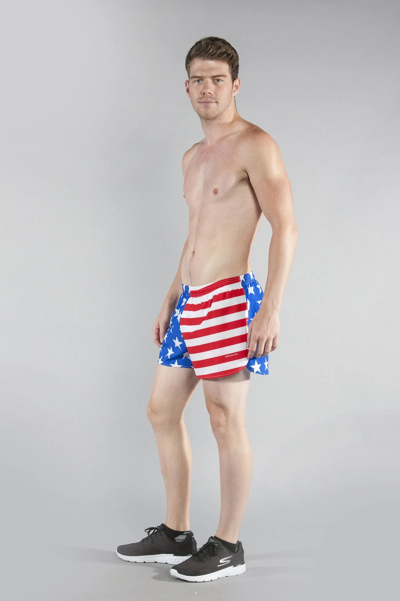 Men's 3" Half Split Shorts- American Flag