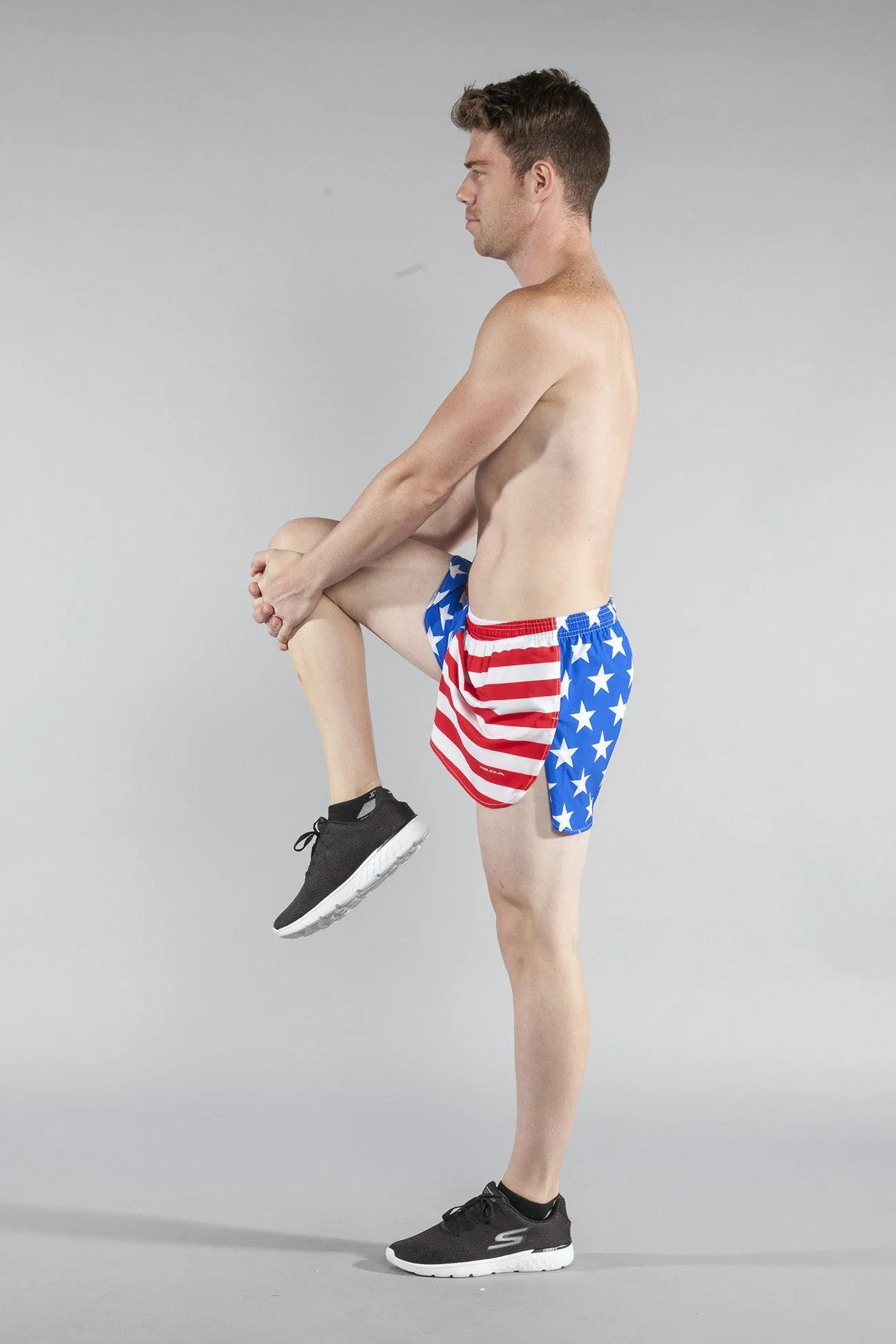 Men's 3" Half Split Shorts- American Flag