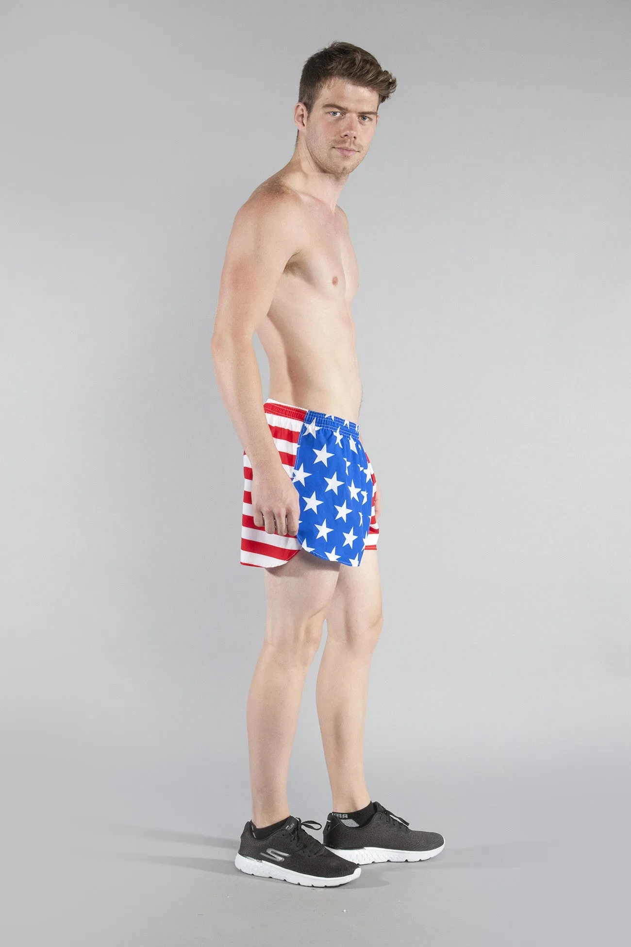 Men's 3" Half Split Shorts- American Flag