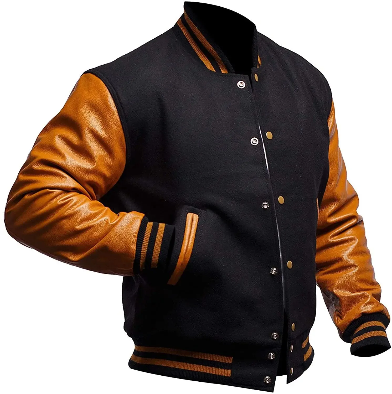 Mens Black And Gold Varsity Jacket