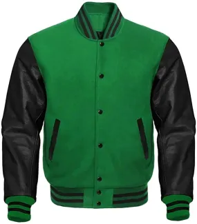 Mens Green And Black Varsity Jacket