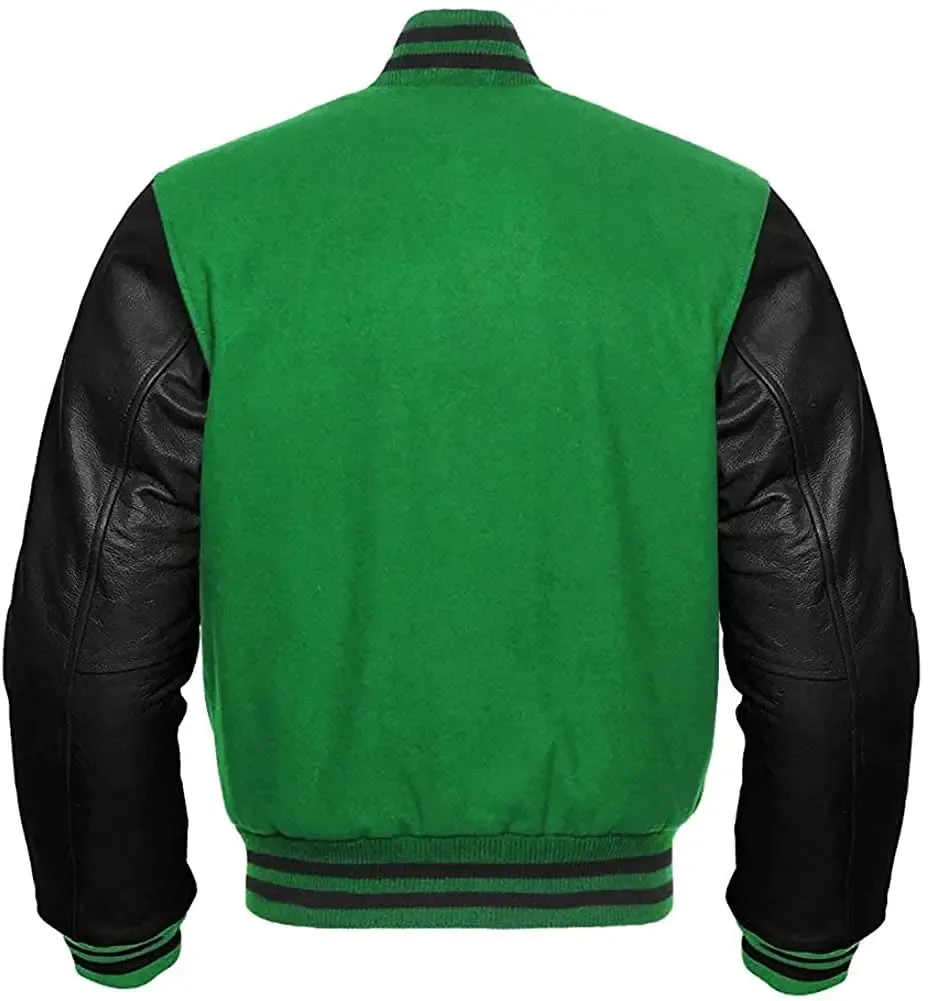 Mens Green And Black Varsity Jacket