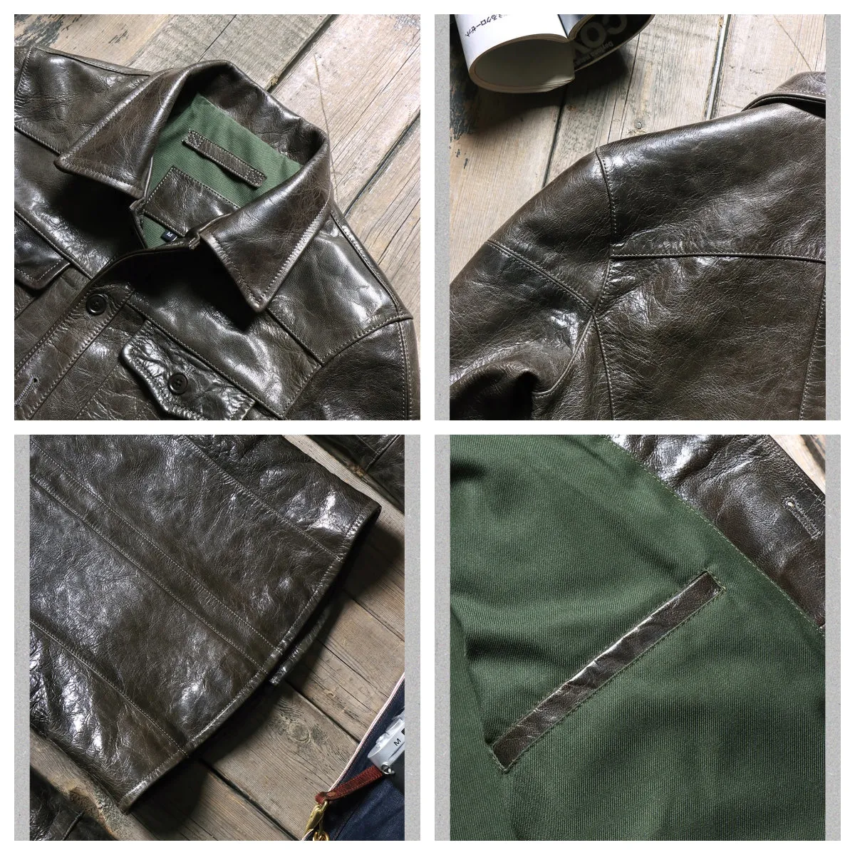 Men's Olive Battle Dress Pattern 37 Leather Jacket