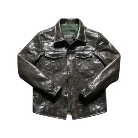 Men's Olive Battle Dress Pattern 37 Leather Jacket