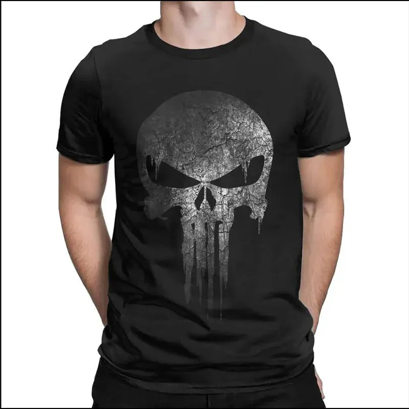 Men's Skull Print Cotton Short Sleeve T-shirt