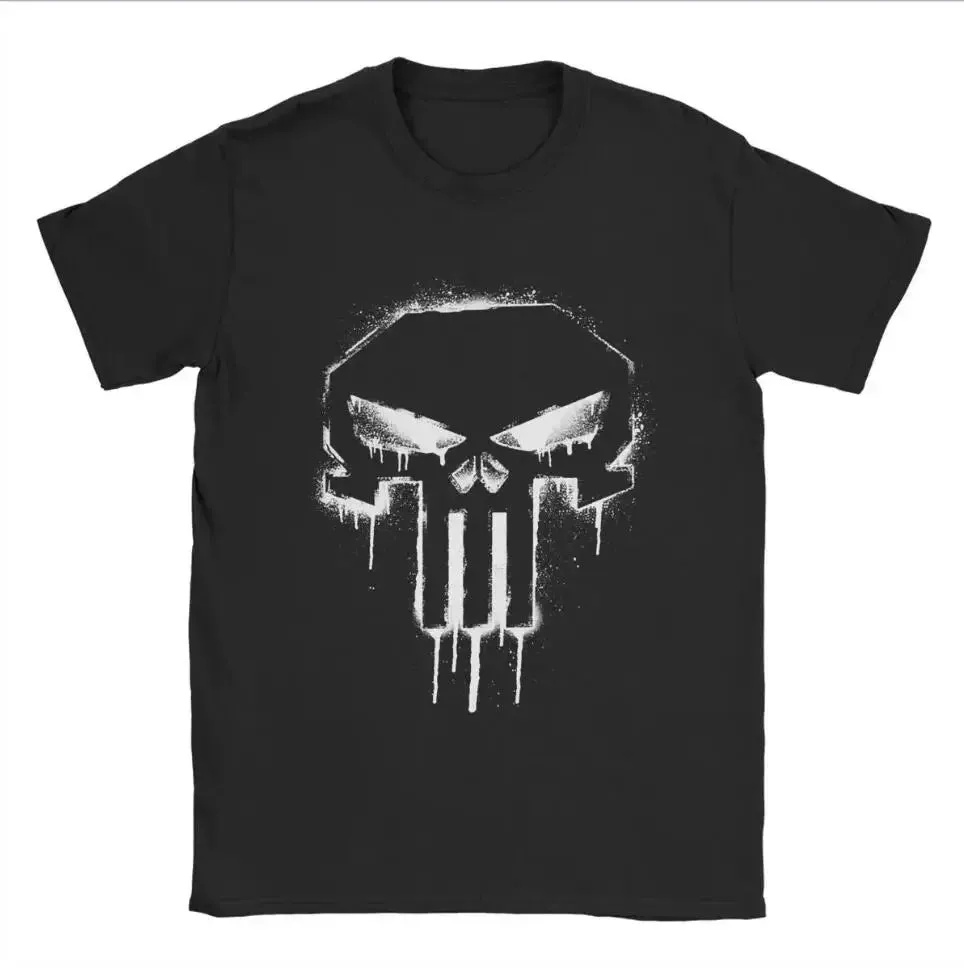 Men's Skull Print Cotton Short Sleeve T-shirt