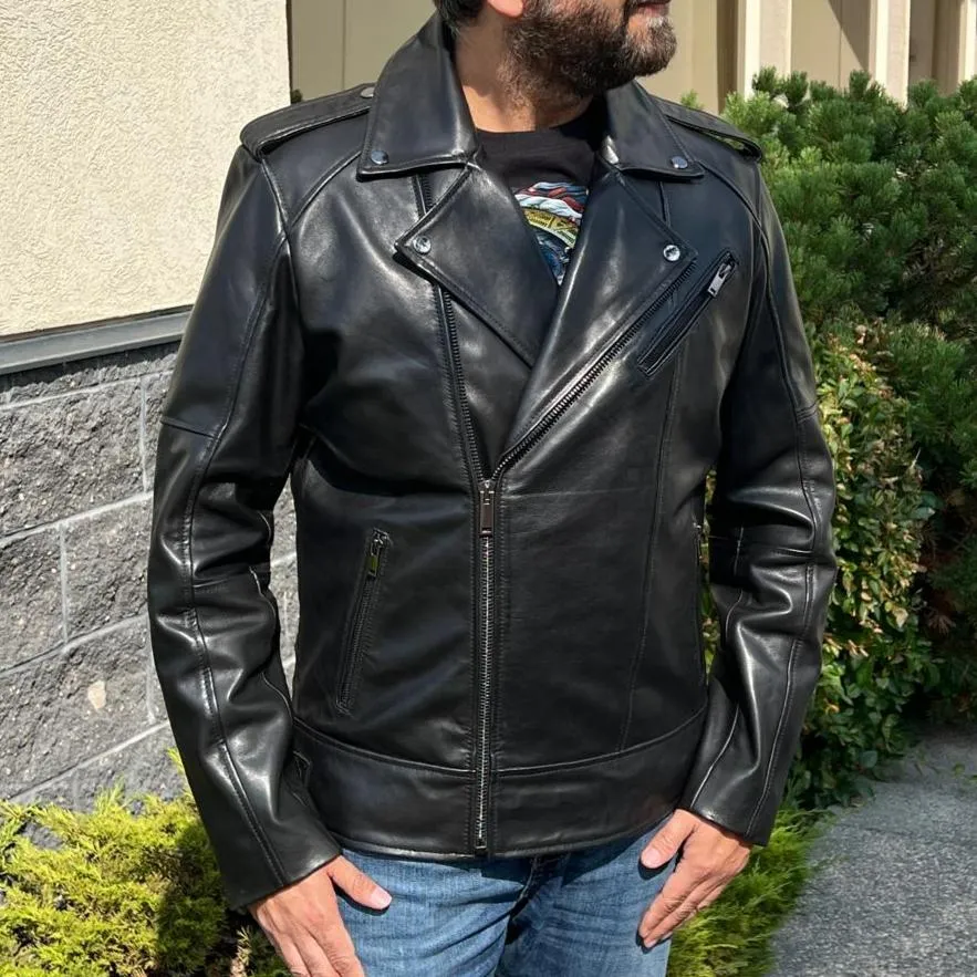 Men's Soft Lamb Leather Biker-Look Jacket