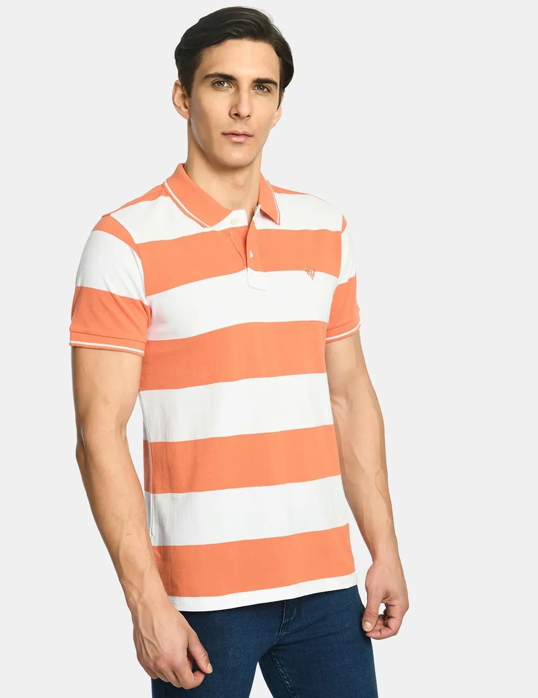 Men's Striped Polo Collar T-Shirt