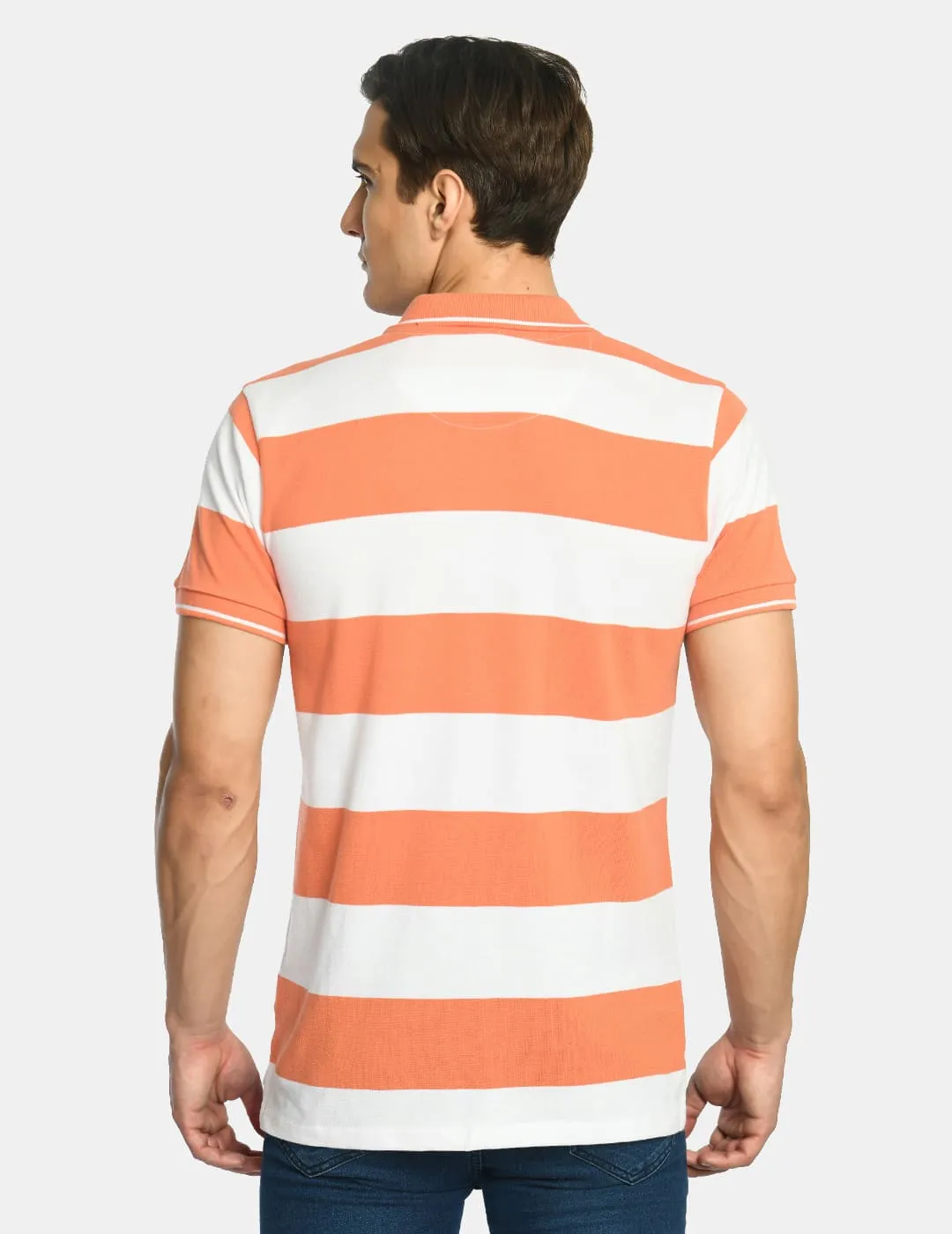 Men's Striped Polo Collar T-Shirt