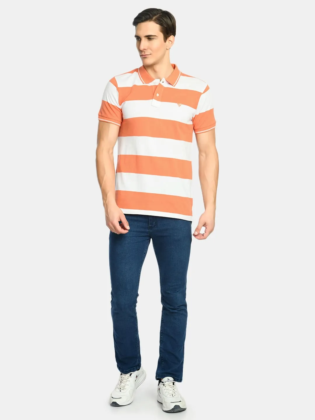 Men's Striped Polo Collar T-Shirt