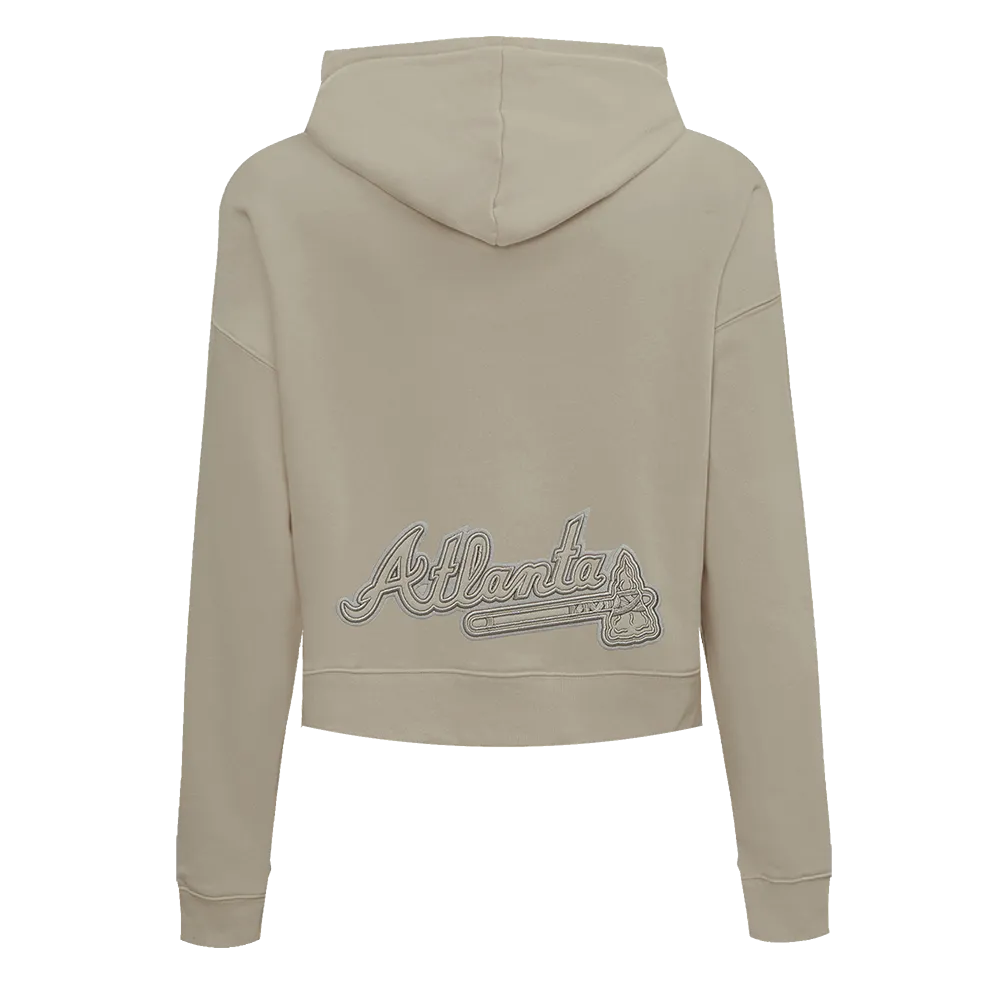 MLB ATLANTA BRAVES NEUTRAL WOMEN'S CROPPED PO HOODIE (TAUPE)