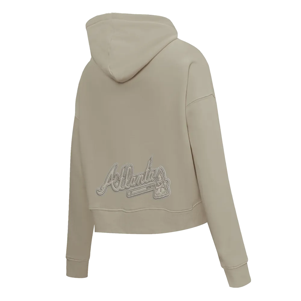 MLB ATLANTA BRAVES NEUTRAL WOMEN'S CROPPED PO HOODIE (TAUPE)