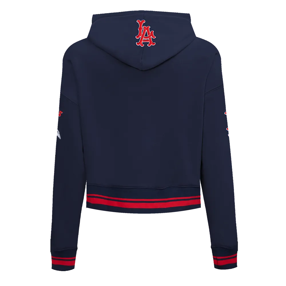 MLB LOS ANGELES ANGELS RETRO CLASSIC WOMEN'S RIB CROPPED PO HOODIE (MIDNIGHT NAVY/RED/MIDNIGHT NAVY)