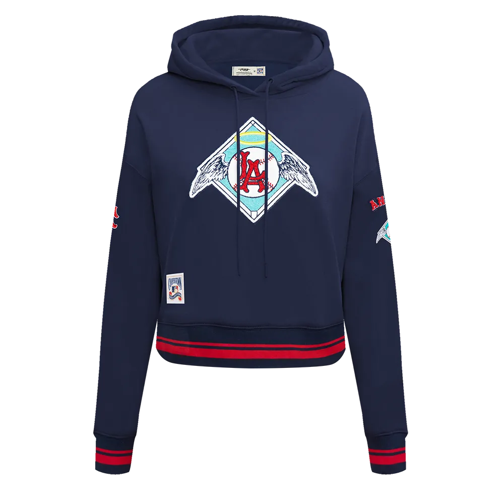 MLB LOS ANGELES ANGELS RETRO CLASSIC WOMEN'S RIB CROPPED PO HOODIE (MIDNIGHT NAVY/RED/MIDNIGHT NAVY)