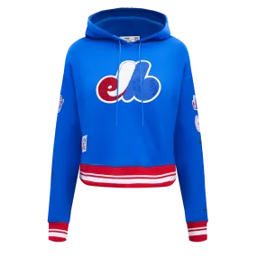 MLB MONTREAL EXPOS RETRO CLASSIC WOMEN'S RIB CROPPED PO HOODIE (ROYAL BLUE/RED)