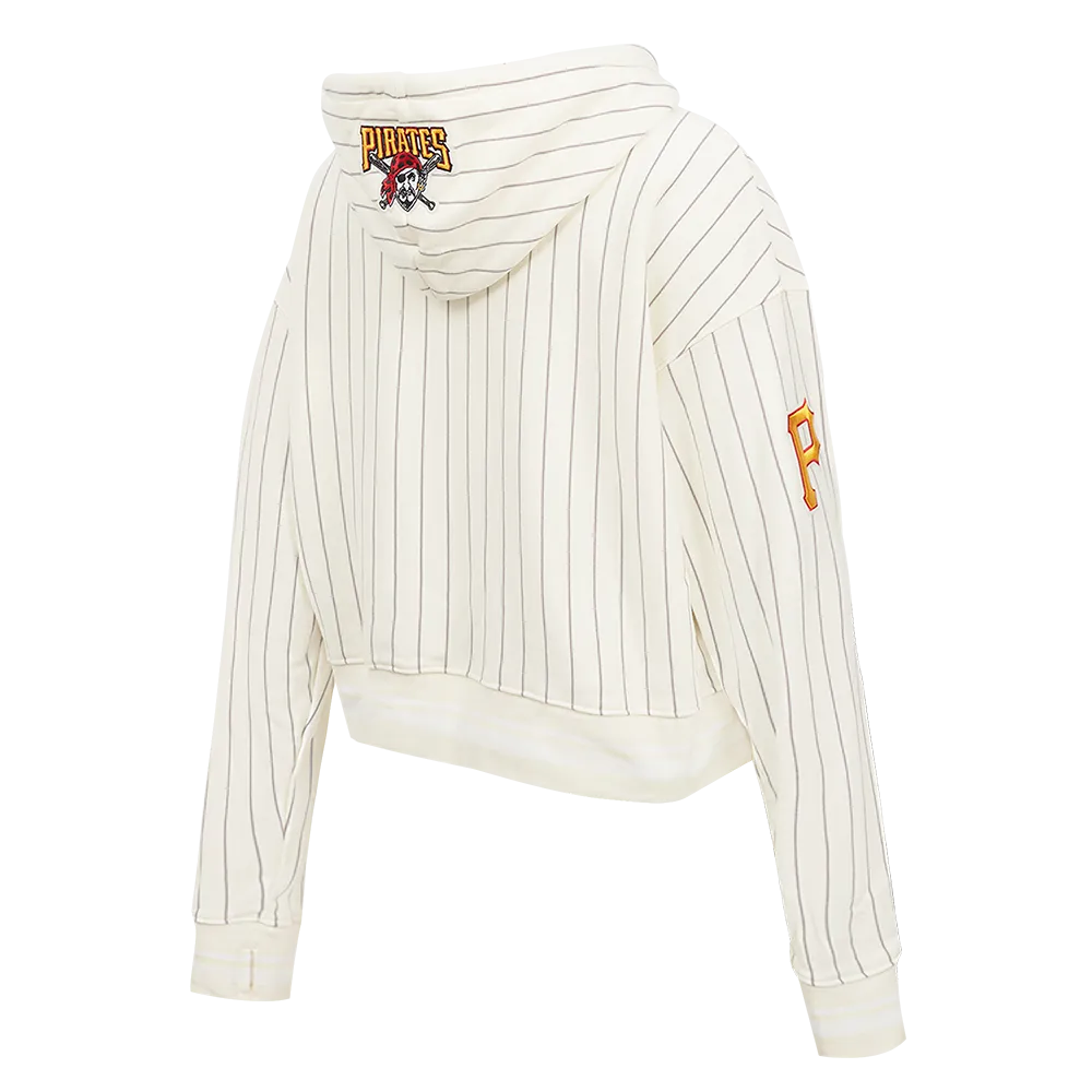 MLB PITTSBURGH PIRATES PINSTRIPE RETRO CLASSIC WOMEN'S RIB FLC CROPPED P (EGGSHELL/ GREY)