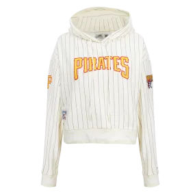 MLB PITTSBURGH PIRATES PINSTRIPE RETRO CLASSIC WOMEN'S RIB FLC CROPPED P (EGGSHELL/ GREY)