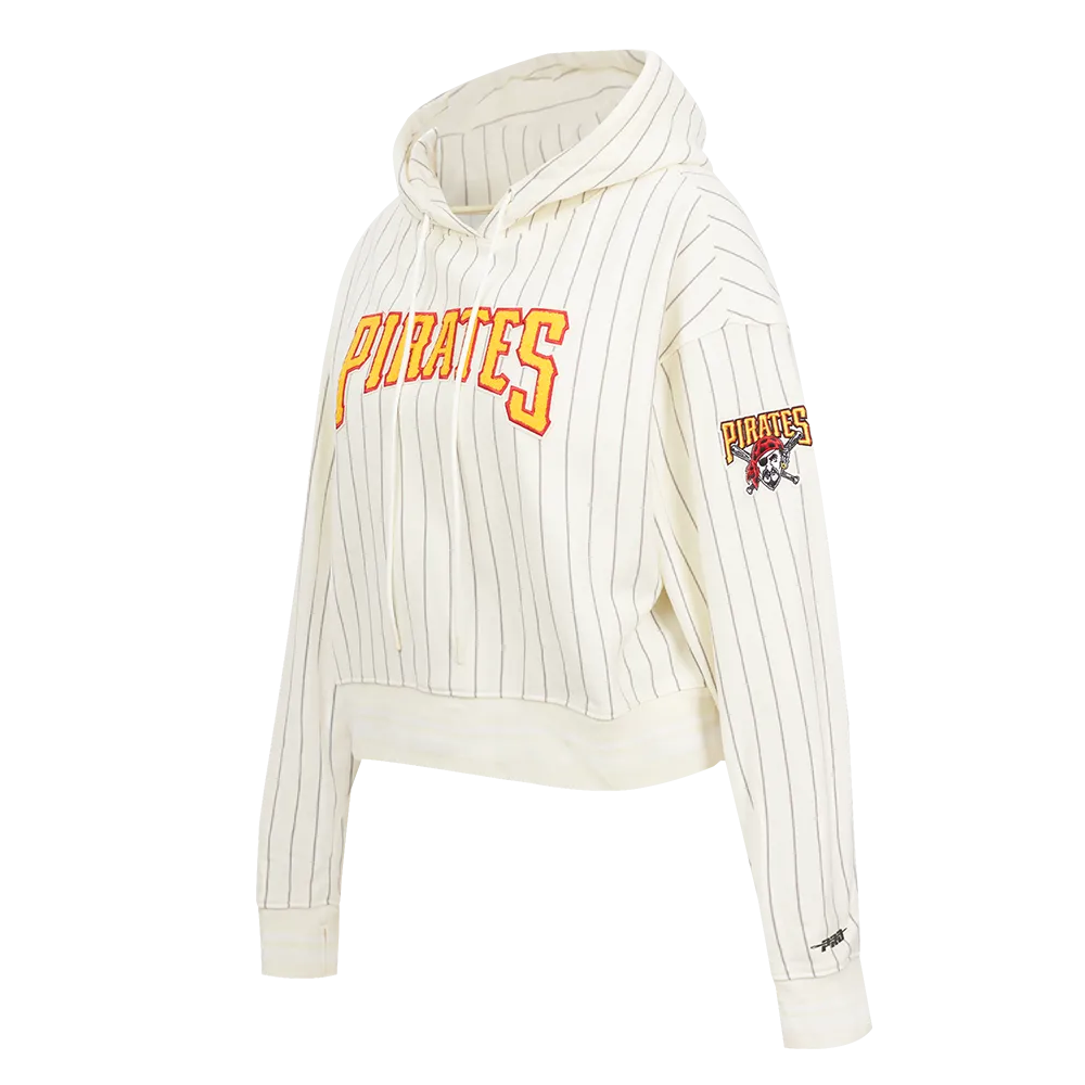 MLB PITTSBURGH PIRATES PINSTRIPE RETRO CLASSIC WOMEN'S RIB FLC CROPPED P (EGGSHELL/ GREY)