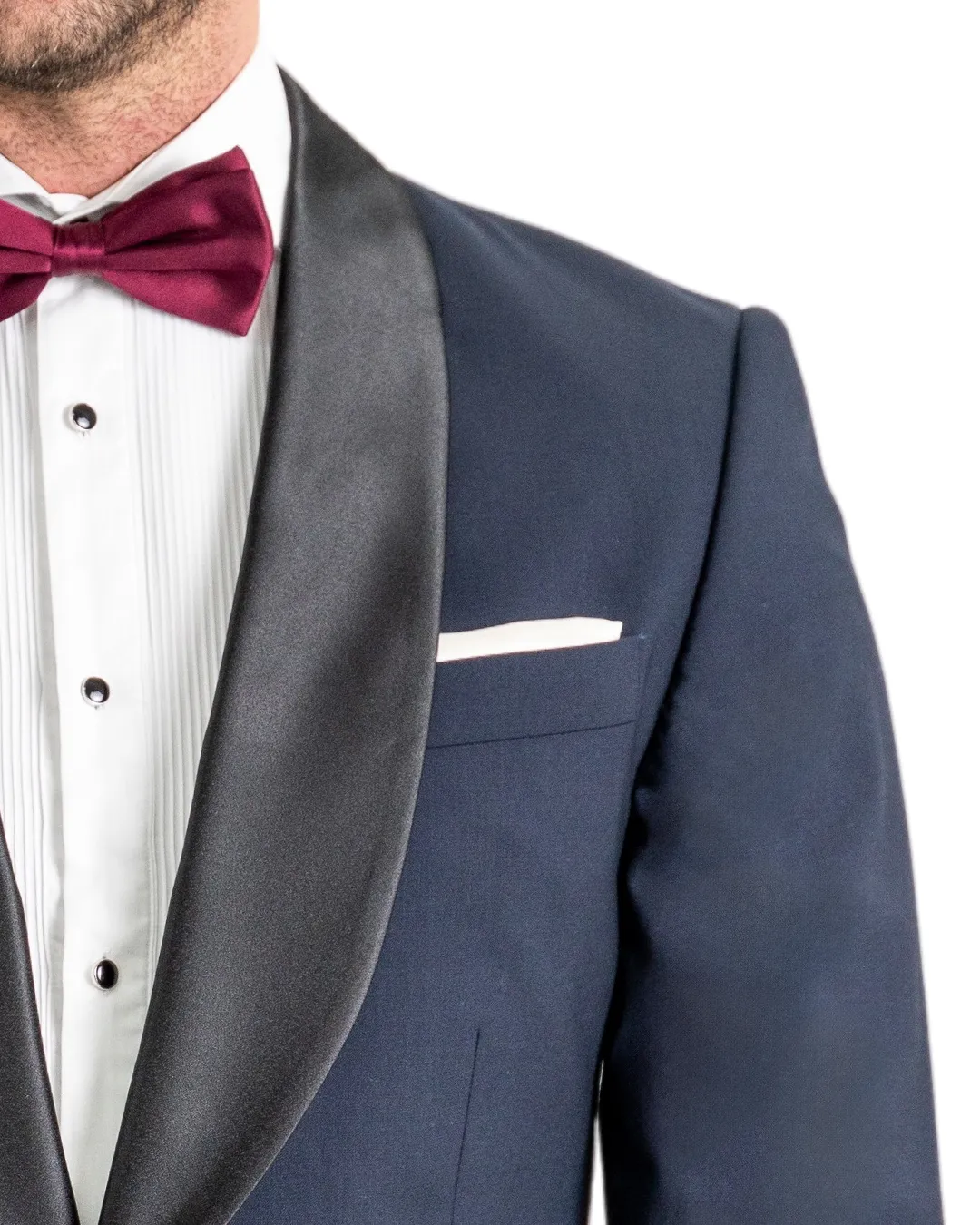 Navy Wool Stretch Shawl Collar Tuxedo Jacket