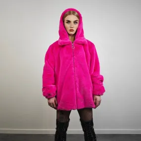 Neon pink jacket soft fleece rave coat bright festival bomber removable sleeves coat bright festival tracksuit bright burning man overcoat