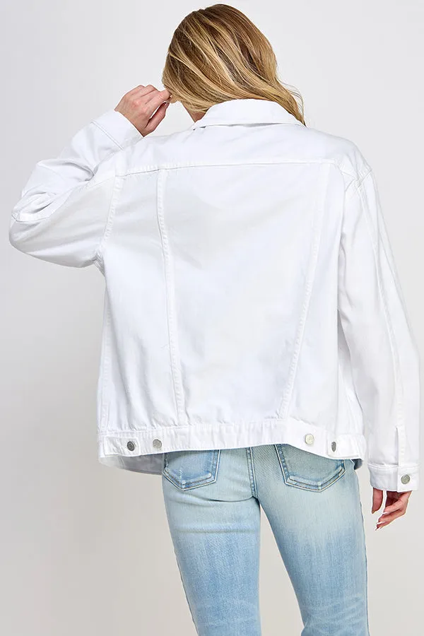 OVERSIZED WHITE DENIM JACKET  / SP-J4288