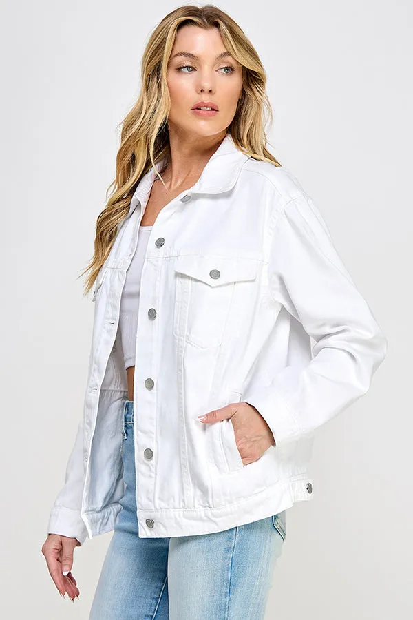 OVERSIZED WHITE DENIM JACKET  / SP-J4288