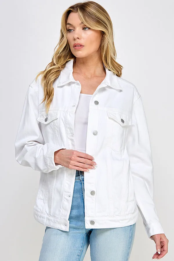 OVERSIZED WHITE DENIM JACKET  / SP-J4288