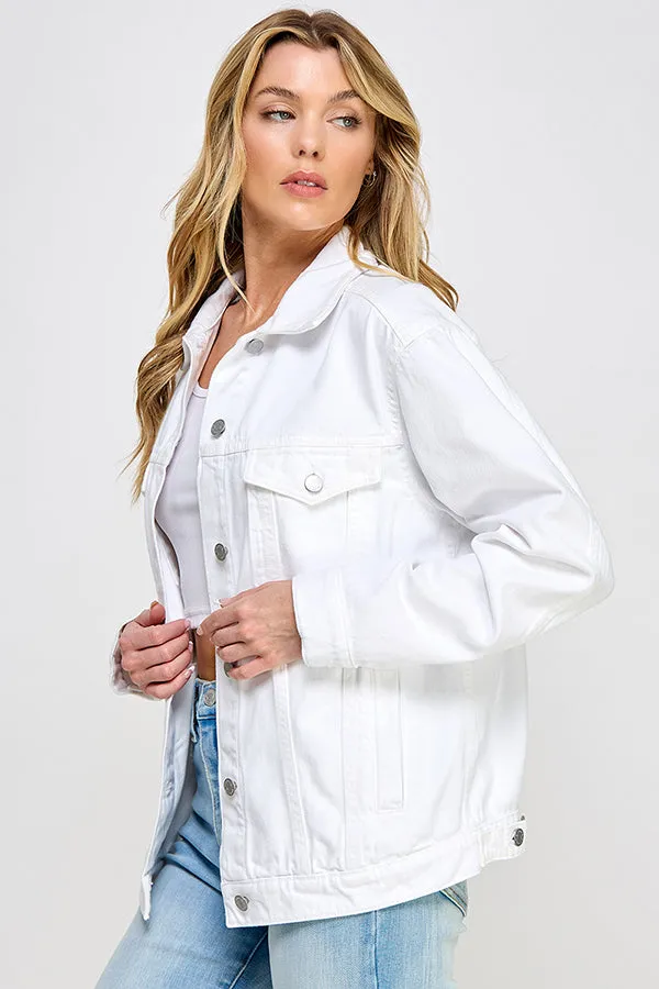 OVERSIZED WHITE DENIM JACKET  / SP-J4288