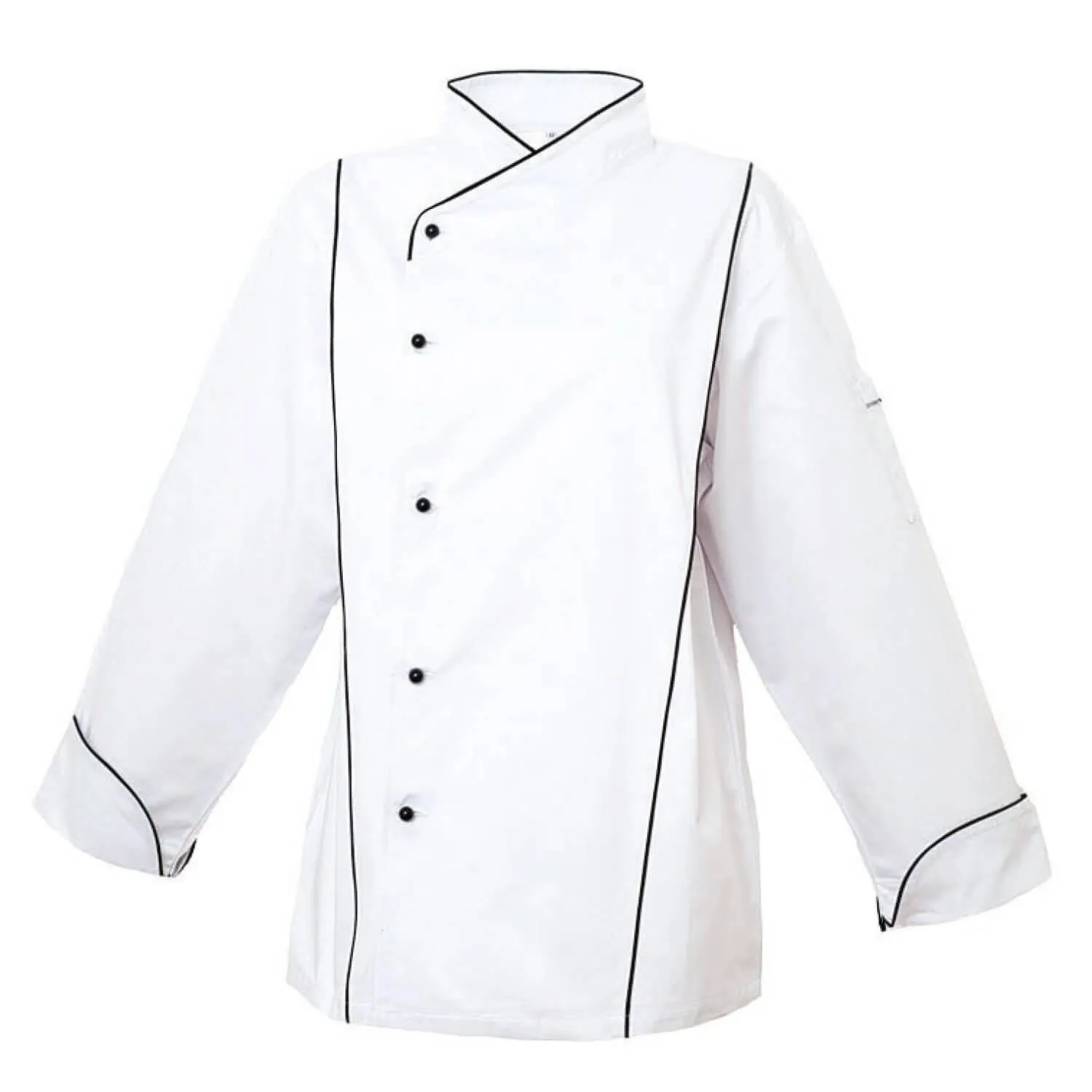 Pegasus Chefwear Premier White Long Sleeve Chef Jacket with Stylish Black Piping