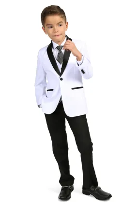 "Reno JR" Kids White/Black Tuxedo (5-Piece Set)