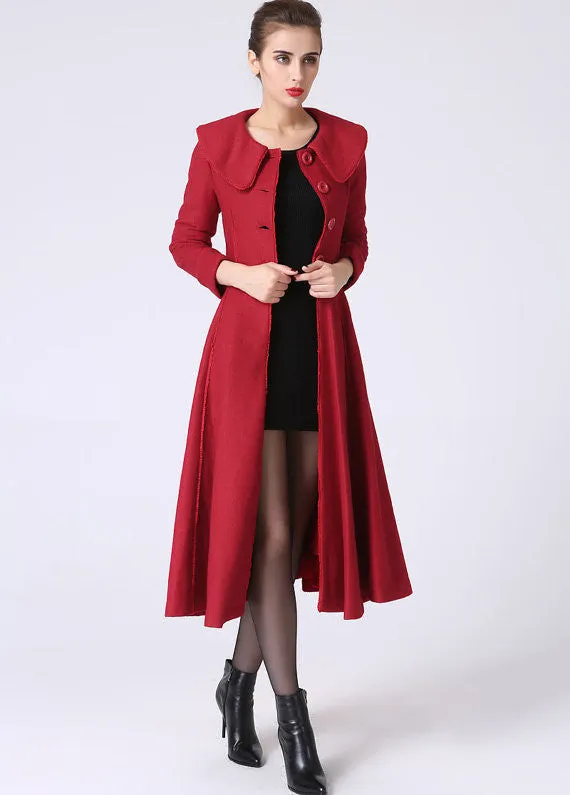 Red cashmere coat winter coat warm women coat 1065#