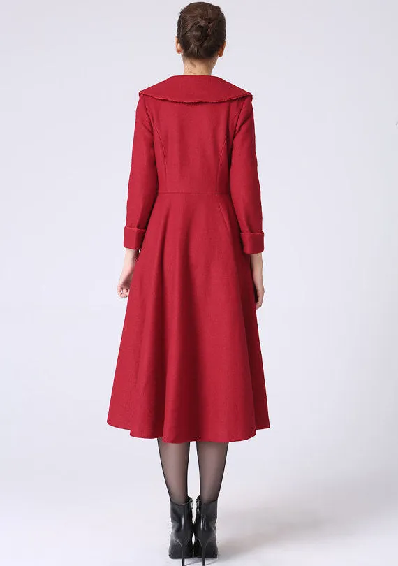 Red cashmere coat winter coat warm women coat 1065#