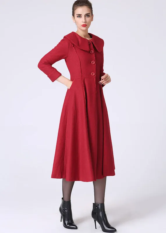 Red cashmere coat winter coat warm women coat 1065#