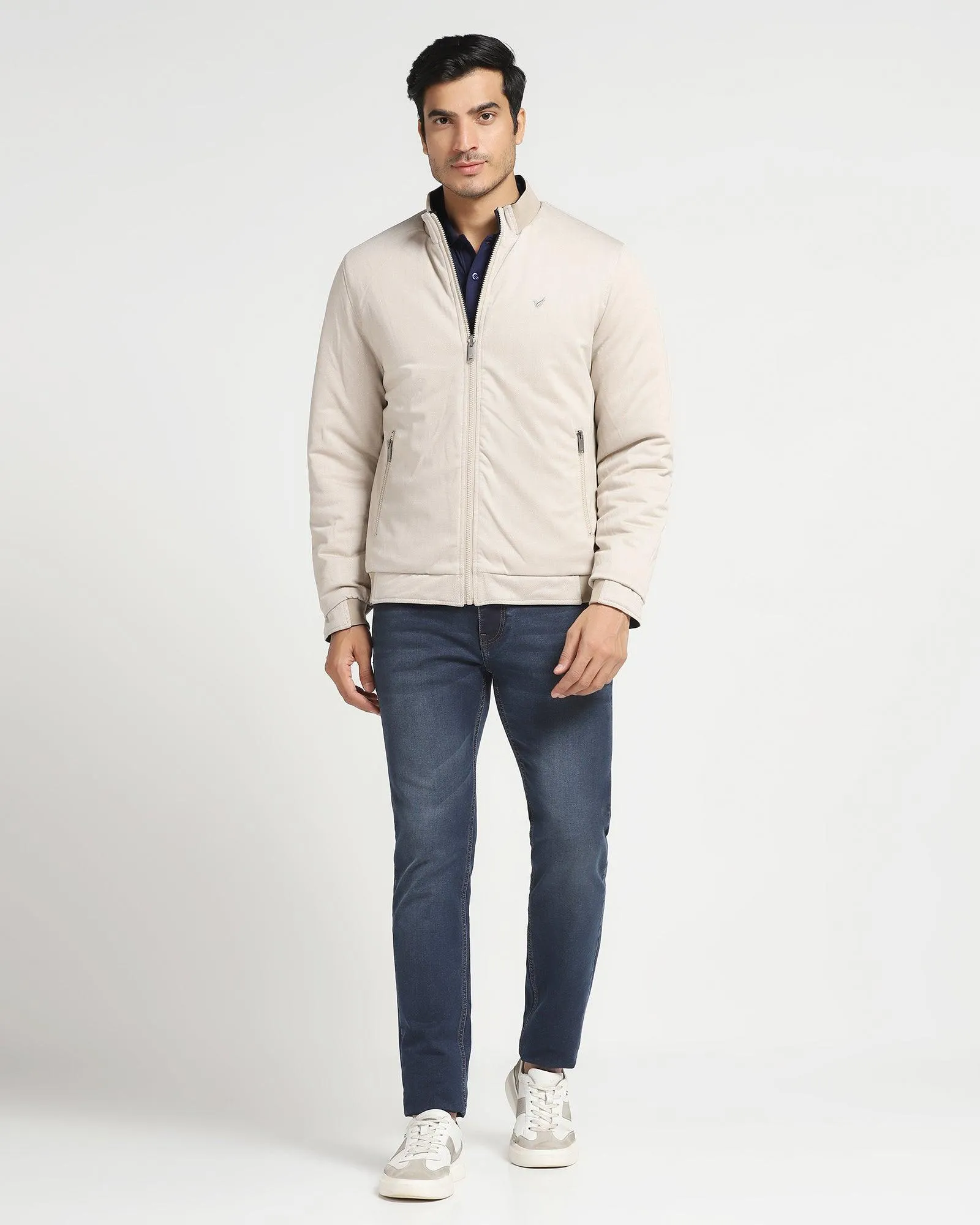 Reversible Navy Solid  Zipper Jacket - Vietro