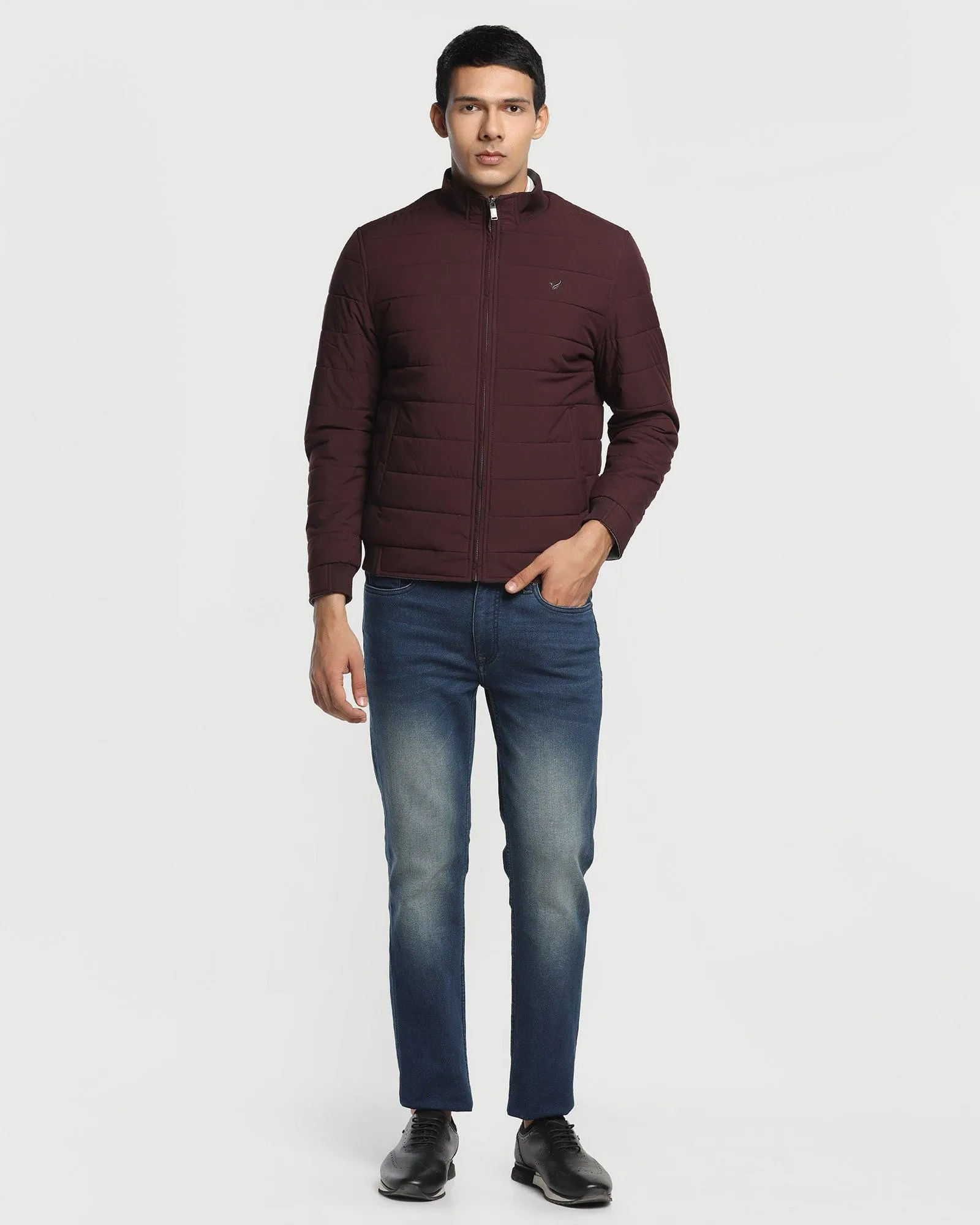 Reversible Wine Solid Zipper Jacket - Vietro