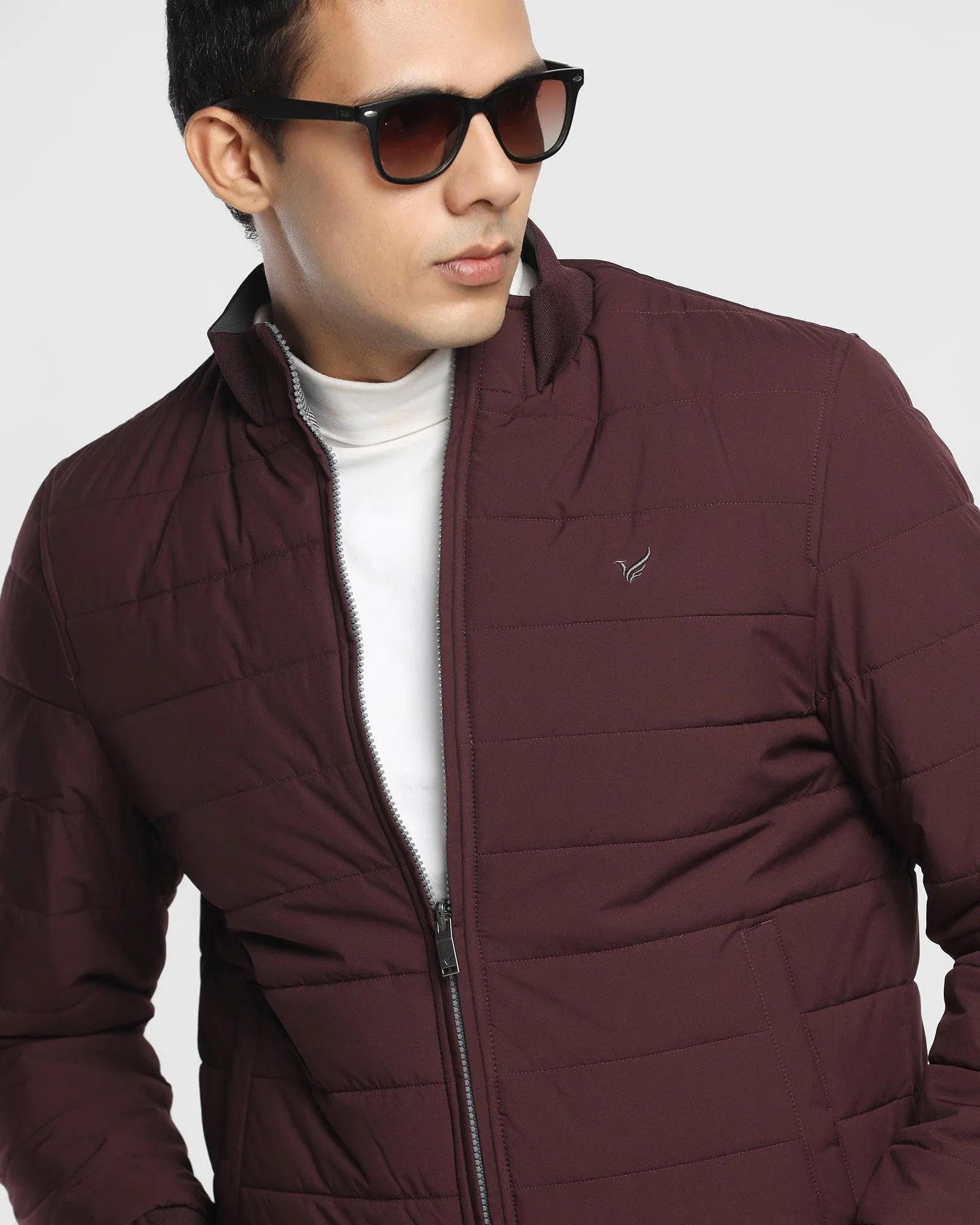 Reversible Wine Solid Zipper Jacket - Vietro