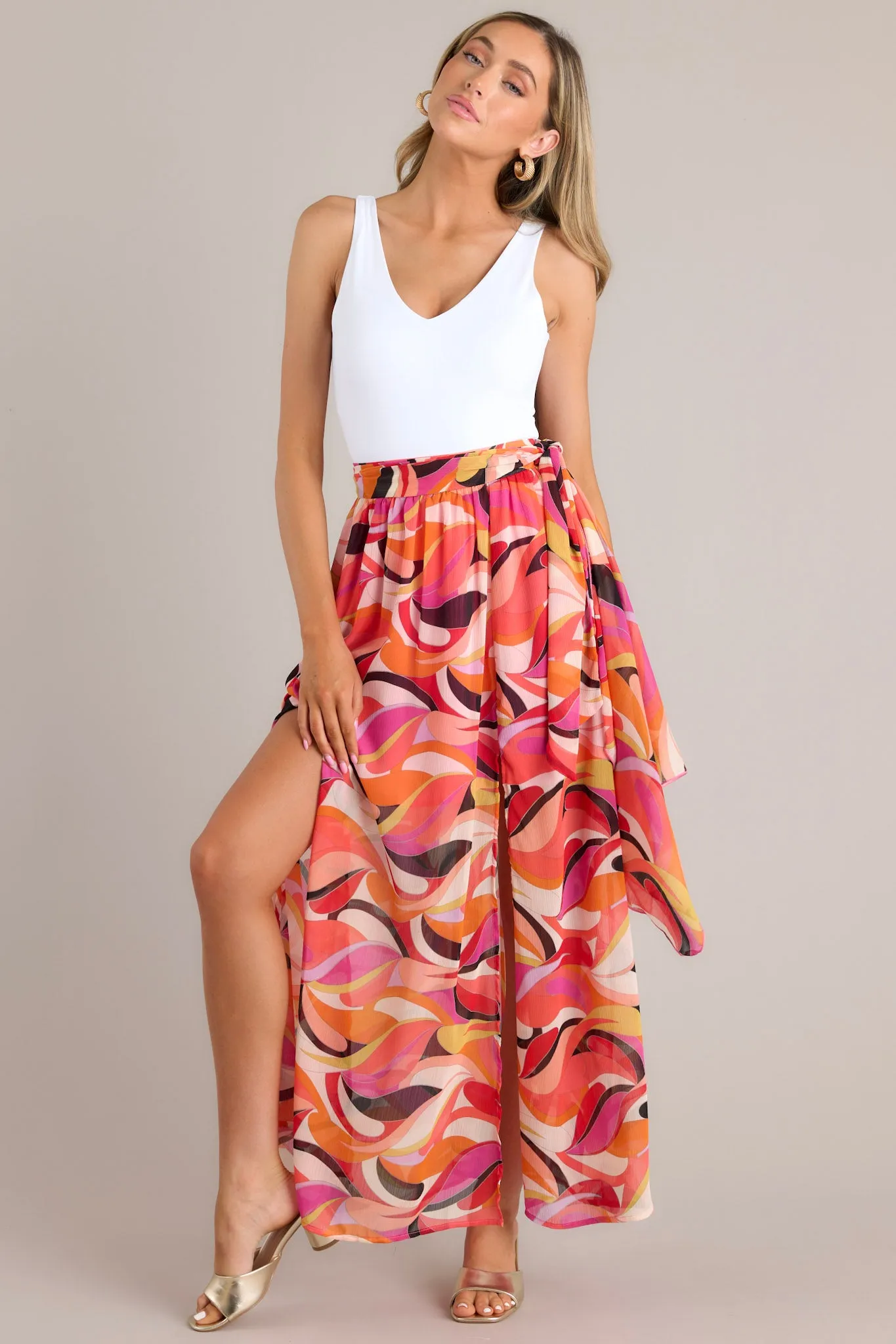 Rival Flair Coral Multi Print Maxi Skirt