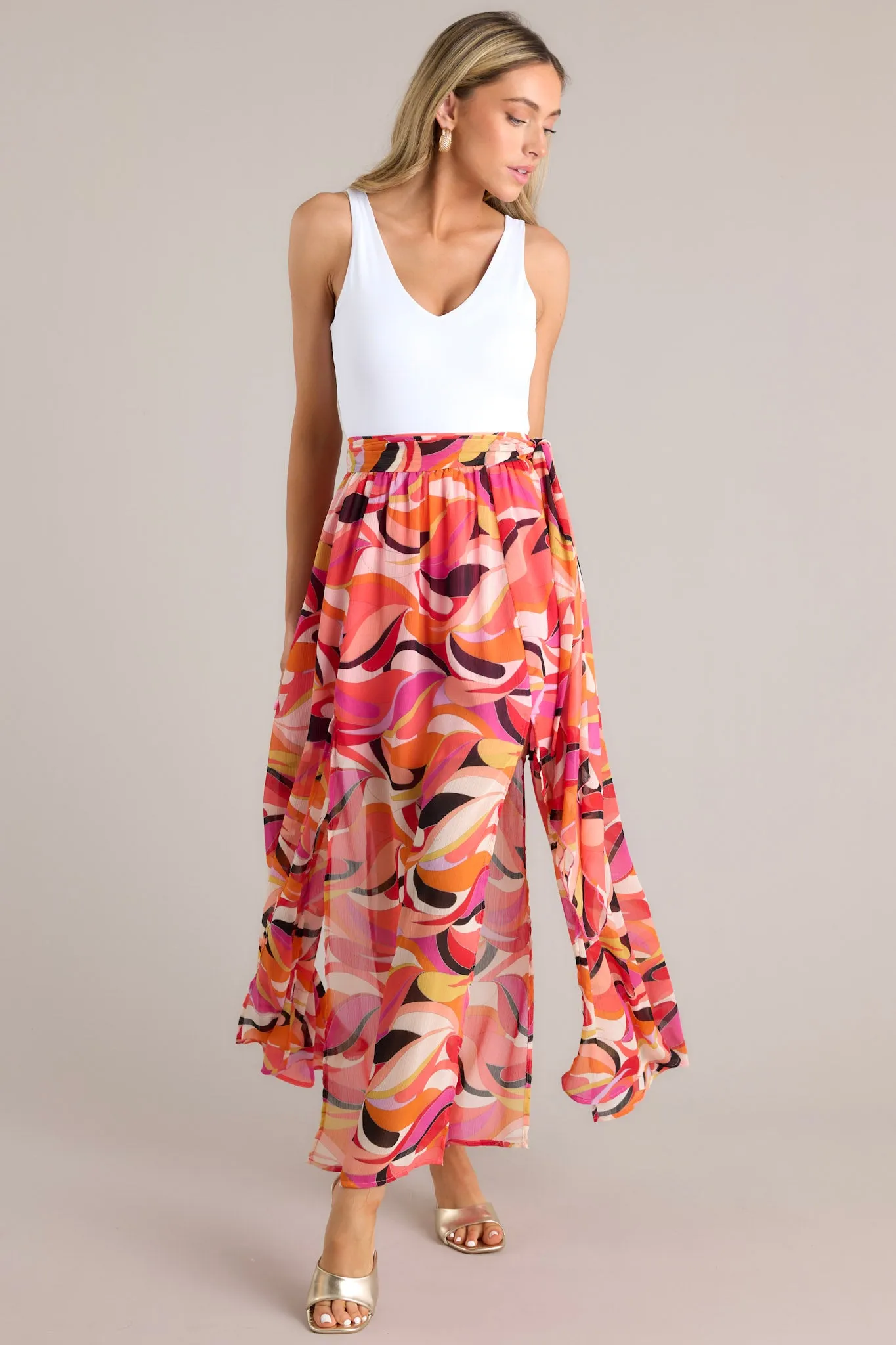 Rival Flair Coral Multi Print Maxi Skirt