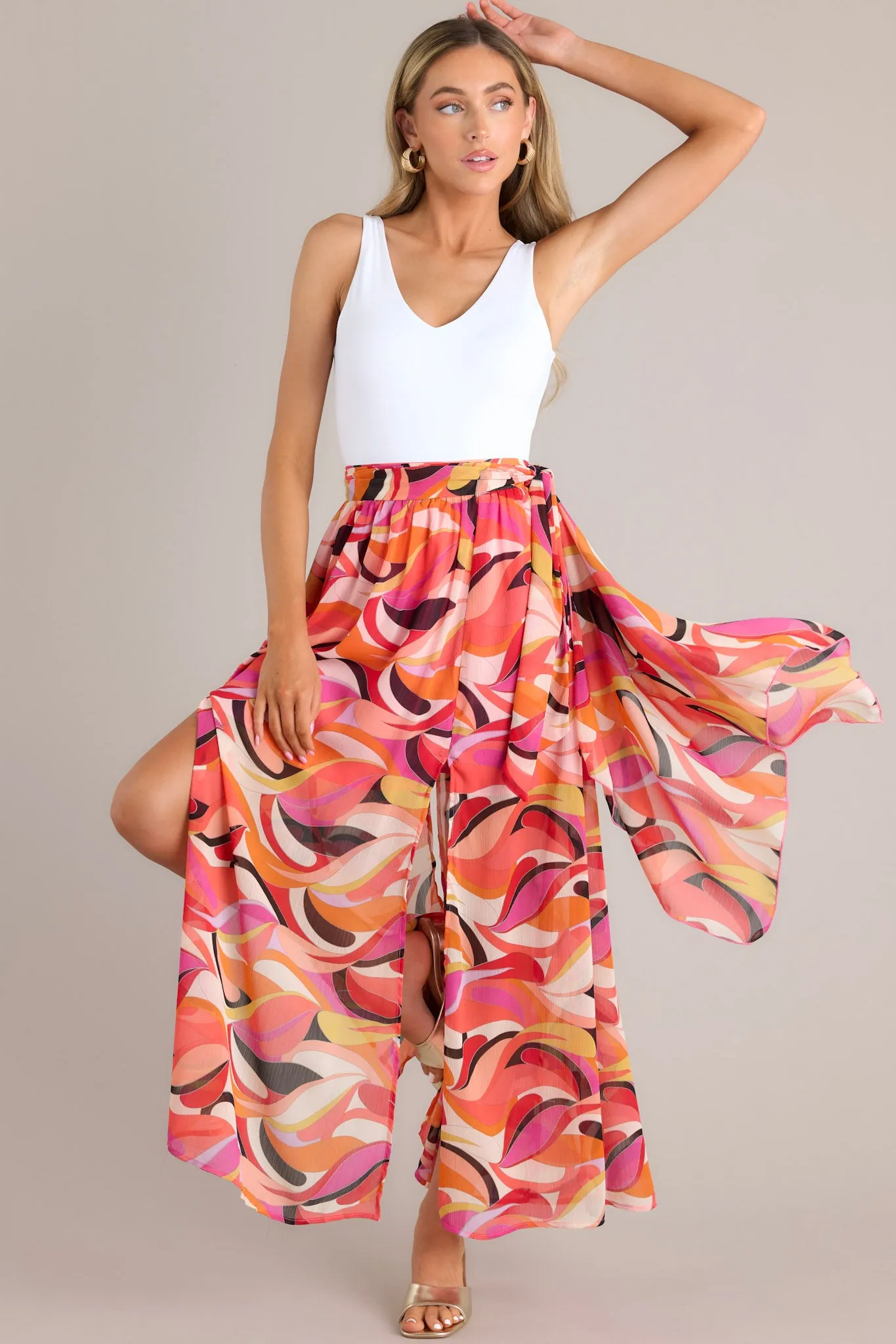 Rival Flair Coral Multi Print Maxi Skirt